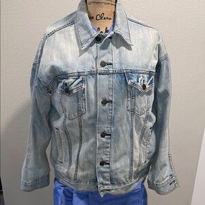 Free People Distressed Blue Denim Jacket